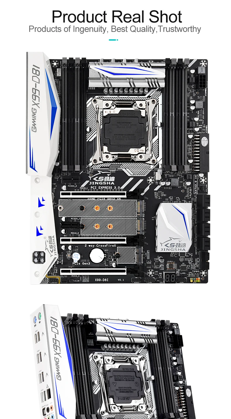 latest motherboard for desktop pc JINGSHA New X99 D8I Motherboard X99 Chip Support E5 V3V4 LGA 2011-3 ​Processor With WIFI + Bluetoth NGFF M.2 High-end Game Board best computer motherboard