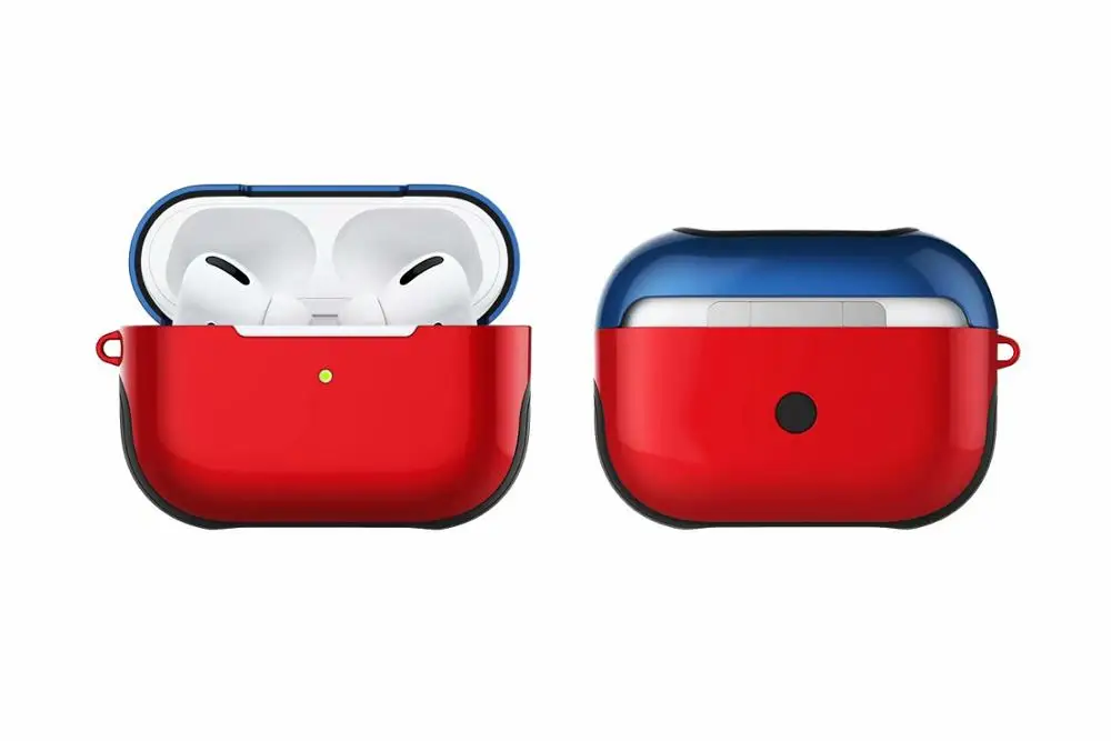 red black 2 в 1, мягкий ТПУ+ Жесткий ПК противоударный чехол, портативный и защитный силиконовый чехол, передний светодиодный Видимый чехол для Airpods Pro - Цвет: red black