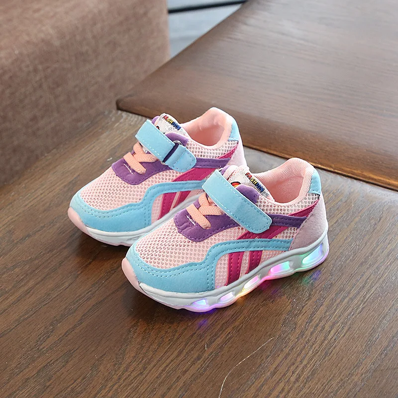 white shoes girl Autumn Winter Kids Shoes Baby Children's light up Casual Warm Breathable Soft Running Sports Shoes - Цвет: as same picture