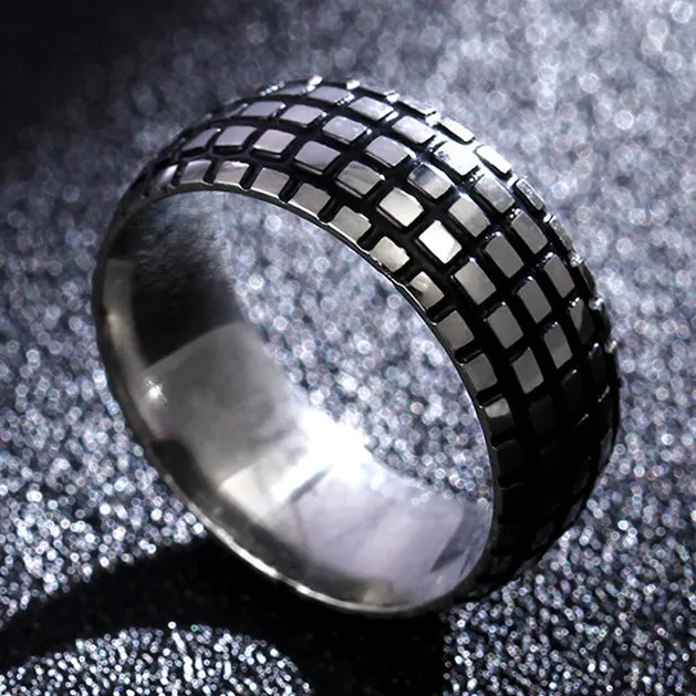 8 мм кольцо с протектором в виде шин, мужские ювелирные изделия в стиле рок-панк, винтажные вечерние ювелирные изделия из нержавеющей стали - Цвет основного камня: JR2225  8mm