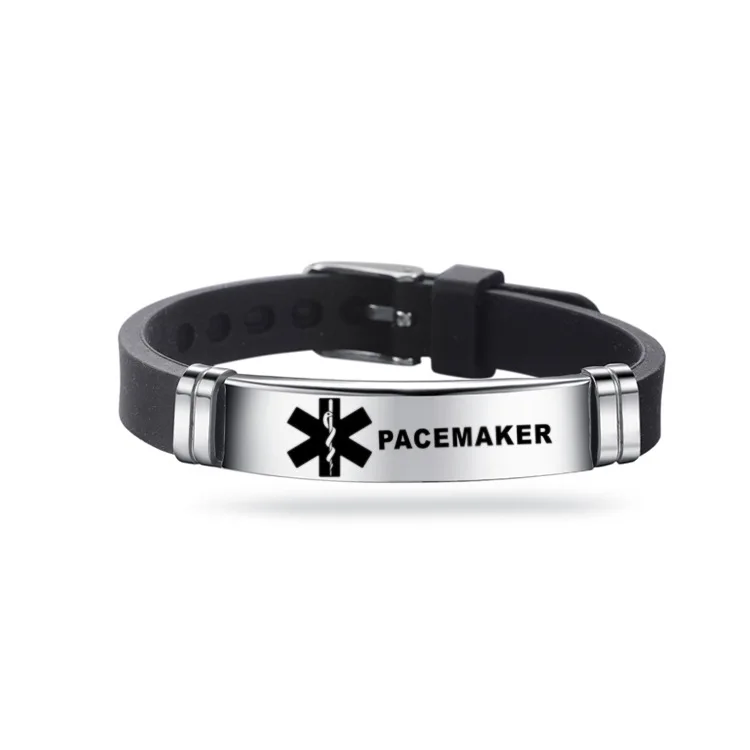 Мужской медицинский alerant ID силиконовый браслет, ледяной браслет, браслет, регулируемая длина для мужчин, женщин, детей, ювелирные изделия, тип 1, диабет - Окраска металла: Pacekmaker