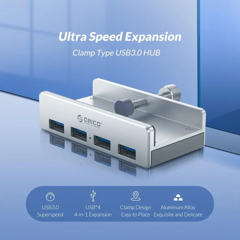 Najtaniej ORICO klip typu USB3.0 HUB aluminium zewnętrzna wielu 4 porty adapter rozgałęziacza usb do laptopa stacjonarnego akcesoria komputerowe (MH4PU)