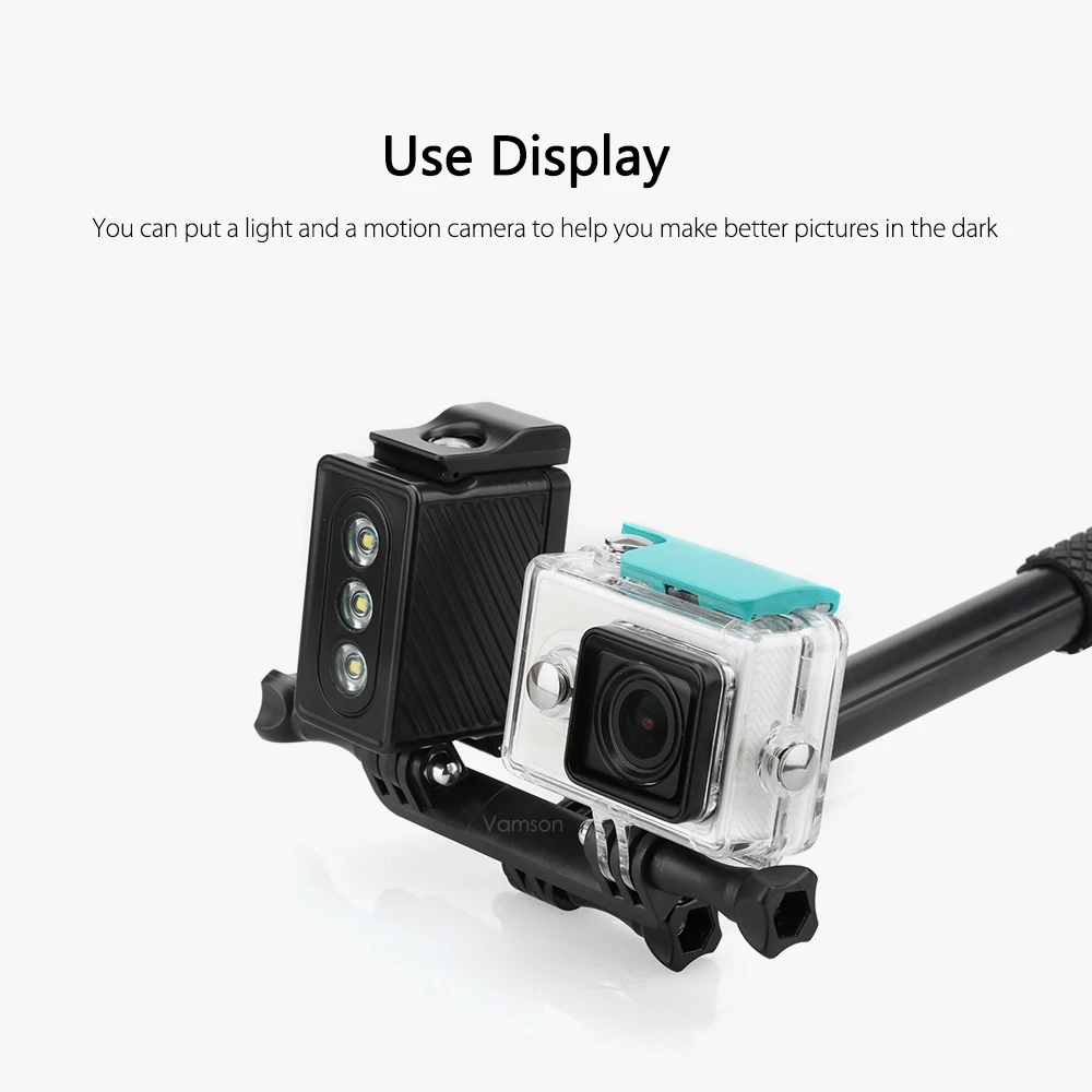 Vamson для Go pro аксессуары двойной кронштейн крепление моста Gopro Hero 8 7 6 5 4 DJI OSMO Yi 4K