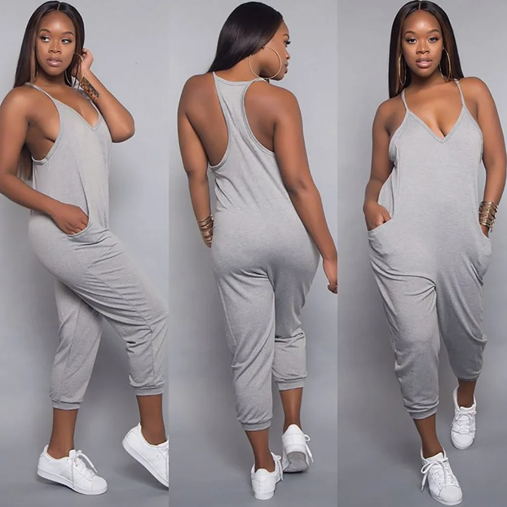 Womens Rompers and Jumpsuits for Summer Sexy Solid Color Suspenders V Neck Off the Shoulder Casual One Piece Set