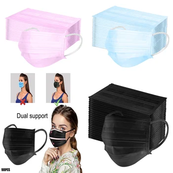 

100pc Adjustable Straps Fast Shipping Facemask Mascarillas Desechables Fast Shipping Masker 3Ply One time Facial Masker 3Ply Box