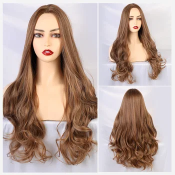 

Blonde Unicorn Synthetic Wig Light Brown Long Wavy Middle Parting Wigs for Women Machine Made White/Black Women Wig