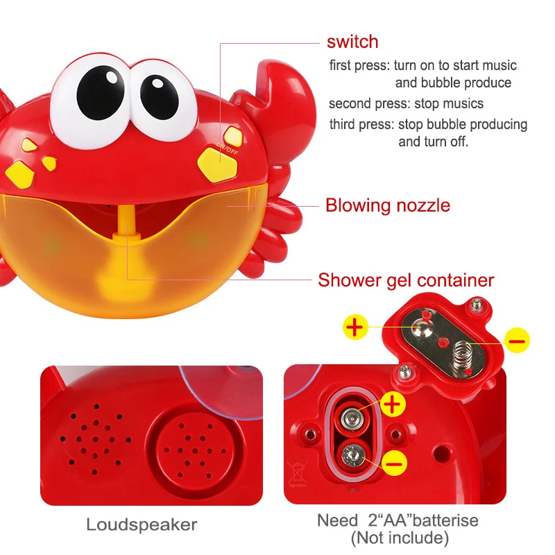 Funny Blowing Bubble Frog&Crabs Baby Bath Toy Bubble Maker Swimming Bathtub Soap Machine With Music Water Toys for Children