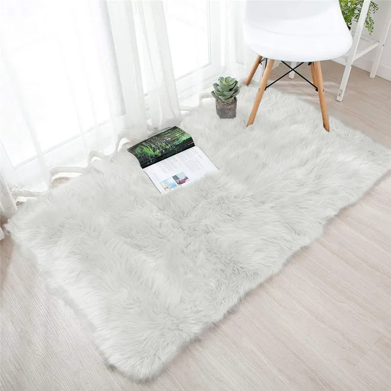 Small Rugs Living Room/Bedroom Rectangular Artificial Wool Rugs Non Slip Shaggy Carpet Mats 60cm*120cm 13Color#70