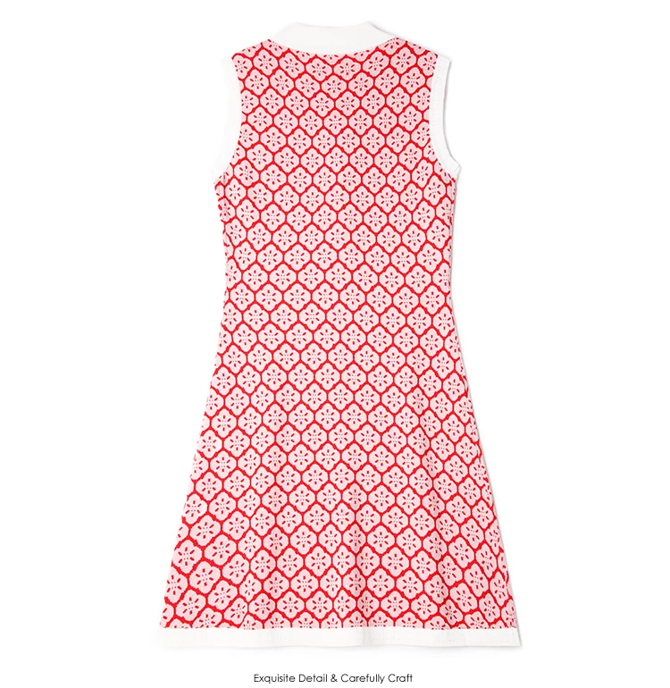 summer wear women's temperament, pointed collar sleeveless dress jacquard knitting cultivate morality SW