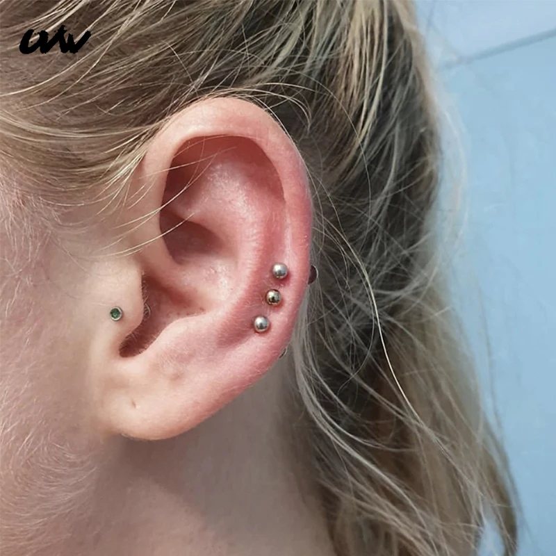 Uvw079 1pc Trendy Surgical Steel Barbell Segment Tragus Eyebrow Helix