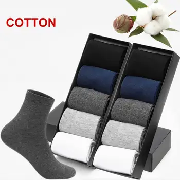 

10 Pairs/Lot New Men's Socks Cotton Black White Business Elastic Socks For Men Breathable Comfortable Male Drop shipping