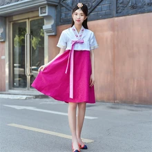 Женское платье ханбок, традиционная корейская модная одежда с коротким рукавом, Ретро стиль, костюм для сцены, древние костюмы