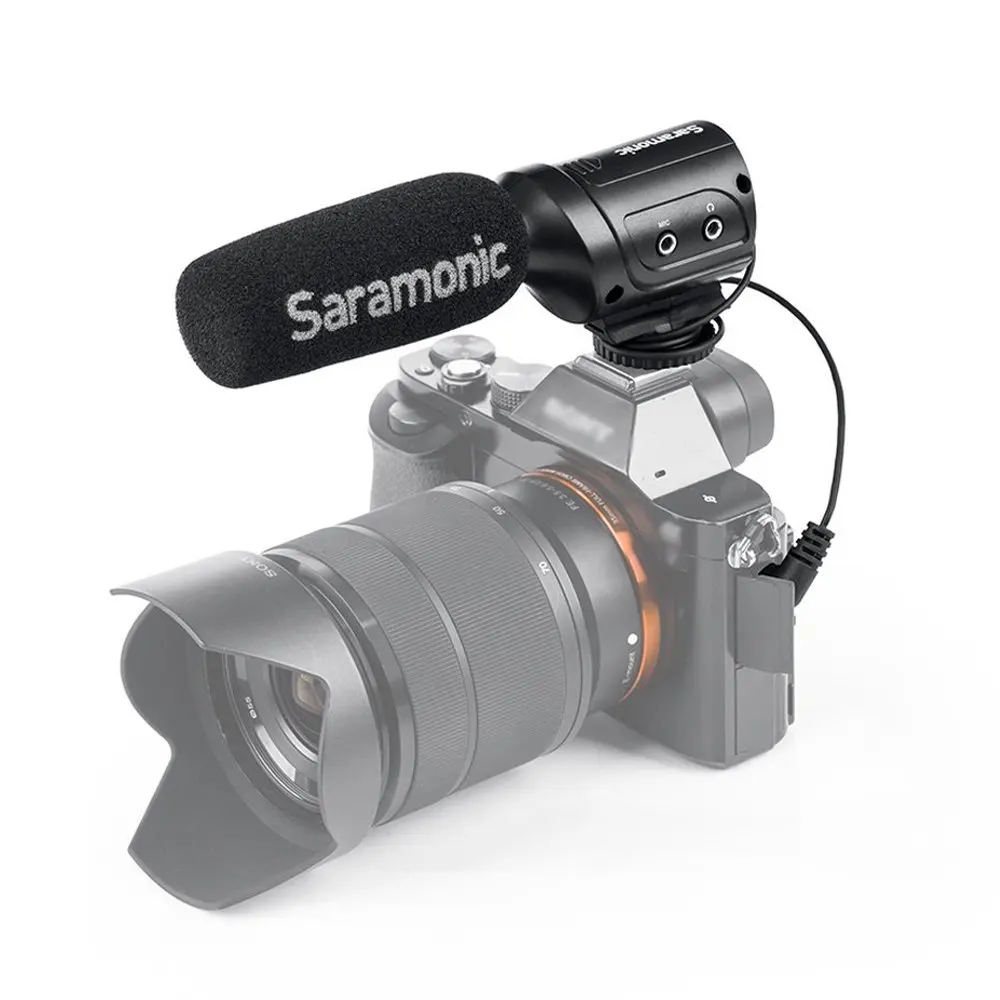Condensador com Shockmount Interruptores para Câmeras Saramonic Mini Direcional Microfone Integrado Dslr & Filmadoras Sr-m3