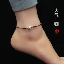 Цинк имитация серебра 3D Жесткий Серебряный Красный веревочный браслет на ногу сердце Зодиак Свинья надписи Настраиваемые женские мужские год участи красные ноги