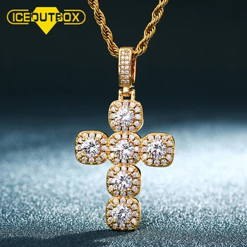 

AAA Zirconia Cross Crystal Pendants Necklace For Men's Hip Hop Jewlery Big Carat Women Wedding Party Gift Gold Fashion Chain