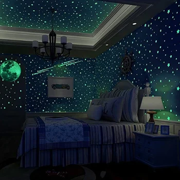 

Children Stickers Girl Boy Bedroom Decoration Glowing Luminous Stars Moon Wall Stickers Home Decordation