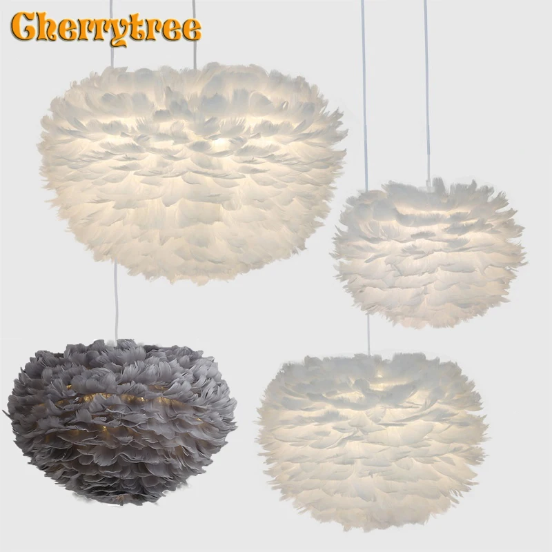 Feather Pendant Lights Modern Pandant Lamp Nordic Design Romantic  Kitchen Dining Room HangLamp Feather Hanging Light Fixture