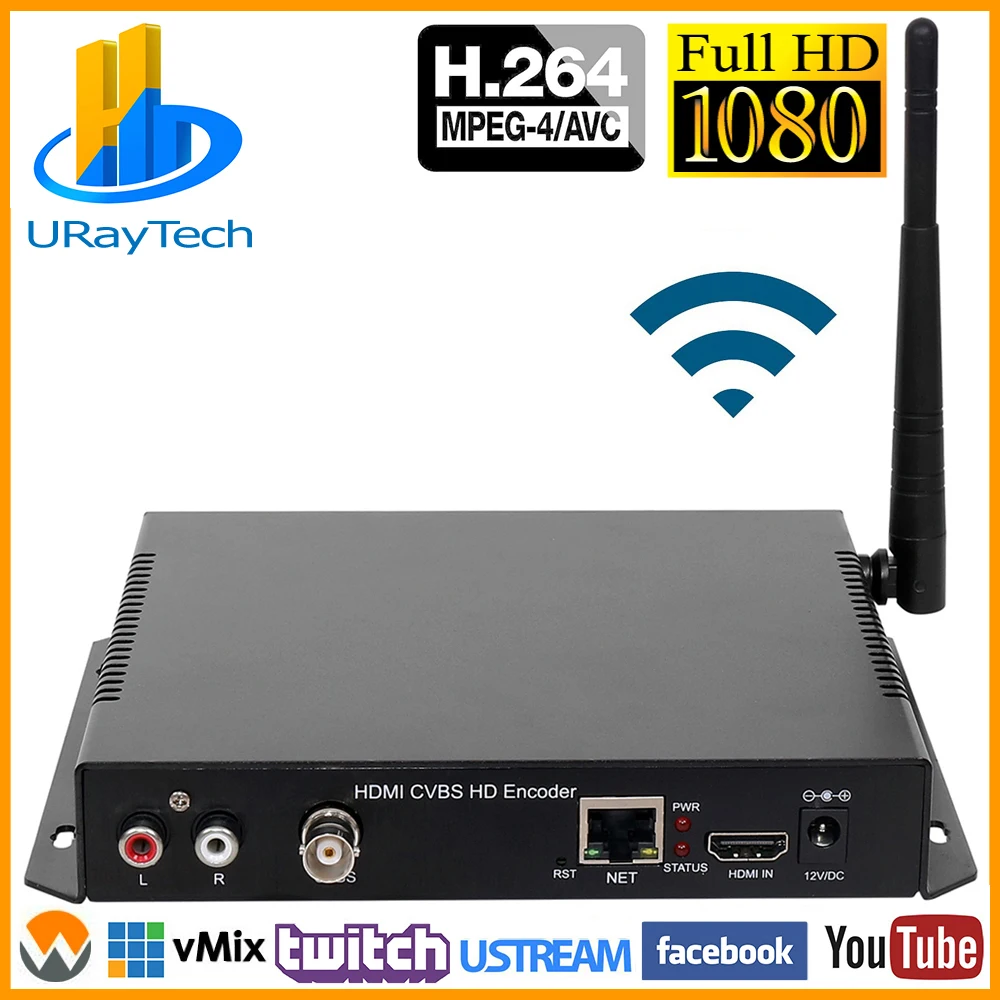 HD H.264 HDMI+ CVBS композитный AV BNC SD видео кодировщик Поддержка Youtube Facebook калькулятор калорий Wowza потоковая трансляция в прямом эфире через RTMP - Цвет: WIFI