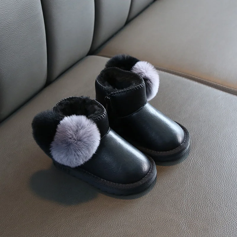 New Children's Shoes Rabbit's hair Girls'Skid-proof and Warm Snow Floor Boots 1-3 Years Old in Winter