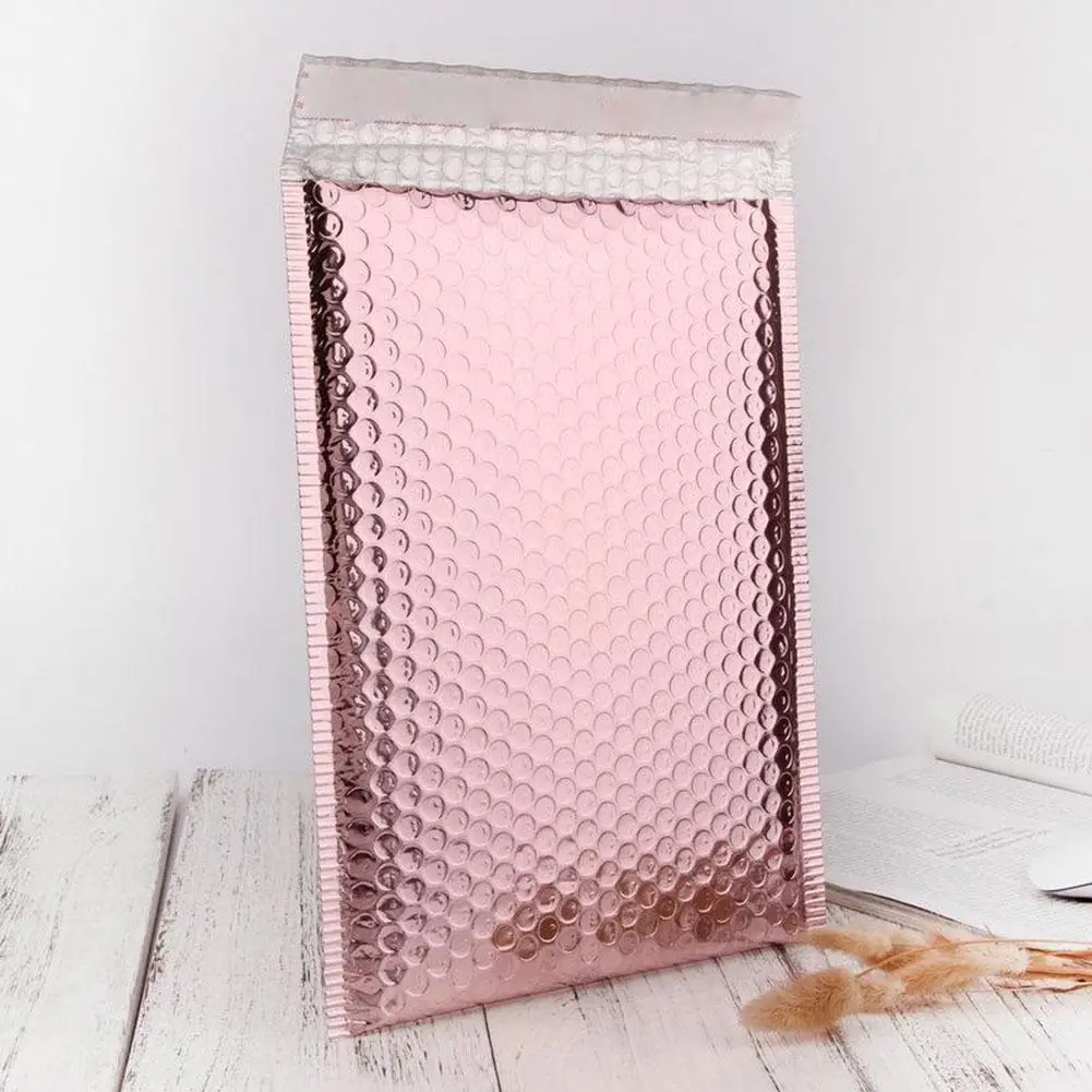 Bolsa de burbujas de oro rosa resistente al agua, 11cm x 13cm, 15cm x 20cm, embalaje para bolsas de regalo, Rosa 2021, papel de aluminio acolchado, dorado, M, P3Y6, 1 ud.