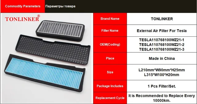 TONLINKER – filtre à Air externe pour Tesla modèle 3 2021 2022-maintenant,  couvercle d'entrée de