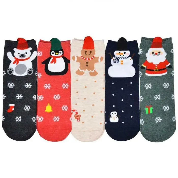 Christmas Socks for Women Autumn Winter Santa Claus Deer Patterns Warm Socks Women Sock KNG88