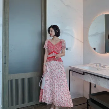 

Summer 2020 Runway Chiffon Maxi Female Dress Women Sexy Temperament Girl Boho Dress Lady Vacation Party Clothes for Dresses