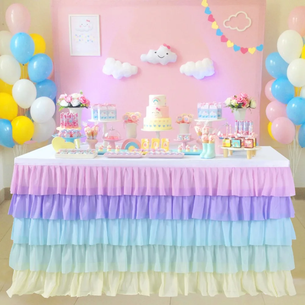 5 Слои Тюлевая оборка для стола пачка Юбка для стола s Baby Shower День рождения Юбка для стола s для банкетов и свадеб отель вечерние украшения