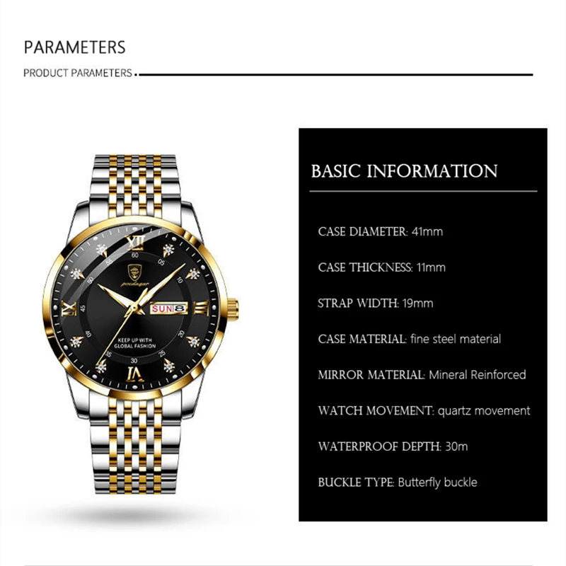 2021 New Casual Sport Chronograph Men's Watches Stainless Steel Band Wristwatch Big Dial Quartz Clock with Luminous Pointers