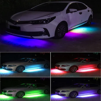 

12V Car Underglow Flexible Strip LED RGB Underglow Decorative Atmosphere Lamp APP/Remote Control Underbody System Neon Light