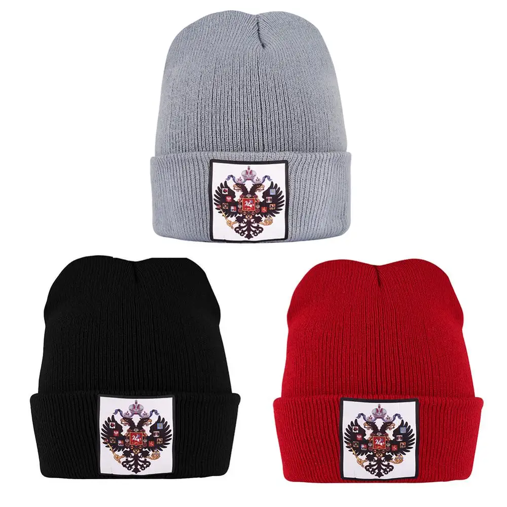 

Ancient Russian Empire Flag Knit Mens Hats Women Winter Thin Warm Beanies Fall Short Boy Girl Bonnet Black Double Eagle Skullies
