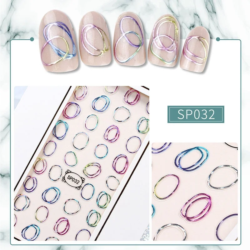 Новейшая стикеры 3D на ногти Nail Art Переводные картинки голографические золотые металлические переводные наклейки Единорог Лаванда Цветок пони крест - Цвет: 32