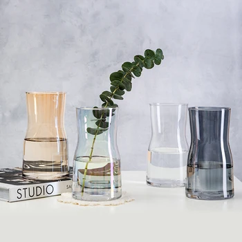 

Aurora gradient Glass vase Transparent Wide mouth Hydroponic plant Vases small flower vases Desktop Ornaments Home Decoration