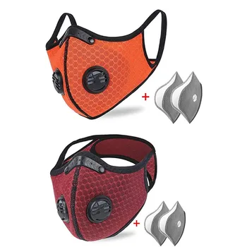 

2pcs Filter PM2.5 Outdoor Washable Reuse Face Mask Windproof Dustproof Respirator Mouth Mask Protection Printing Face Mouth Mask
