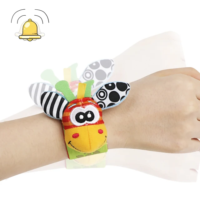 1PairBaby Toys 0-6-12 Months Cute Stuffed Animals Baby Rattle Socks Wrist Baby Rattles Newborn Toys Make Sounds Games For Babies 2