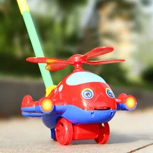 Детские игрушки ручной толчок самолет детские ходунки будет язык кольцо вращающийся пропеллер