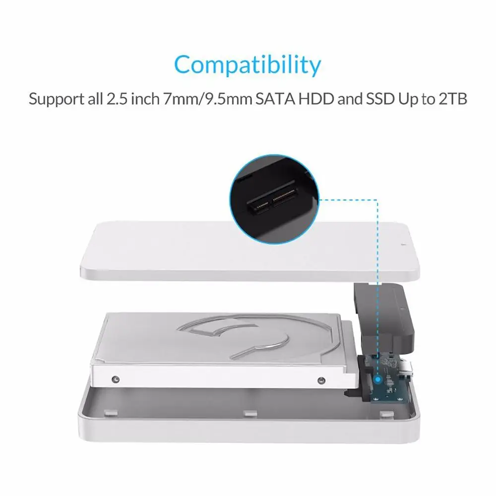 ORICO MICROB жесткий диск Box2.5 SATA3 к USB3.0 SSD HDD внешний корпус Чехол Поддержка 5 Гбит/с UASP инструмент бесплатно Портативный 9,5 мм