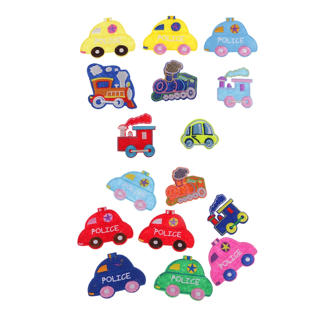16Pcs/set Iron On Patches Cute Mini Cars Sewing On Patches Appliques for Clothes Jackets Hats Backpacks Jeans; Kids Boys Girls