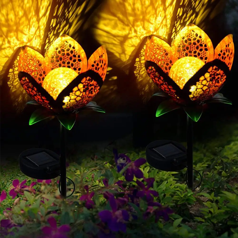 

2pcs Flower Solar Garden Light With Solar LED Panel Fake Flower Waterproof Outdoor Solar Powered Led Path Lawn Yard Garden Lamps