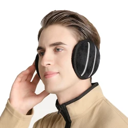Hot Sale Unisex Ear Muffs Winter Ear Warmers Solid Soft Reflective Strip Plush Winter Earmuff