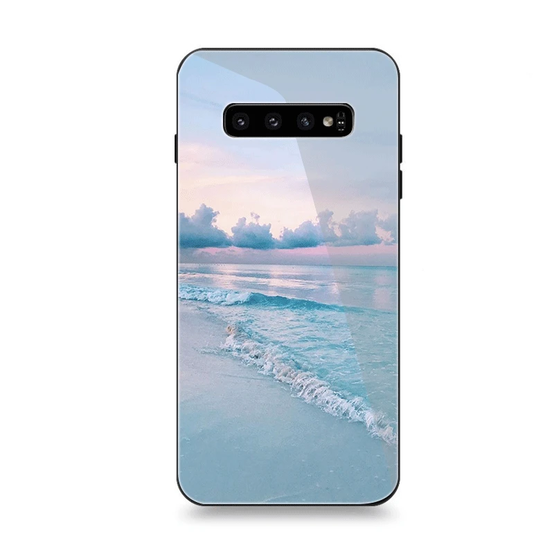 Чехол для телефона Стекло для samsung A70 A50 A30 A40 A20 A60 A10 S7 край S8 S9 S10 Plus чехол с изображением побережья голубого моря красочный