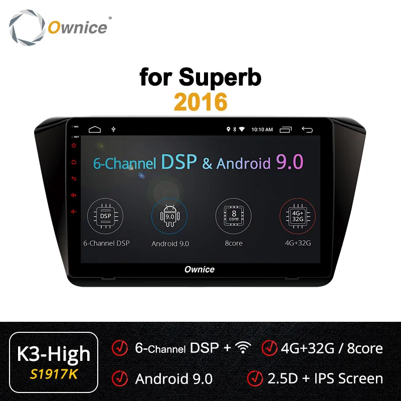 S1917 K3-High Ownice k3 k5 k6 Octa 8 ядерный автомобильный dvd-плеер 4G+ 64G Android 9,0 10," gps Радио Navi для Skoda Superb поддержка 4G LTE DAB DVR - Цвет: S1917 K3-High