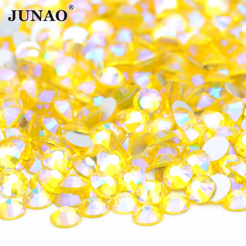 sewing material fabric JUNAO Wholesale ss6 ss8 ss10 ss12 ss16 ss20 ss30 Transparent AB Glass Flatback Rhinestone Non Hot Fix Strass Nail Crystal Stones sewing supply near me Fabric & Sewing Supplies