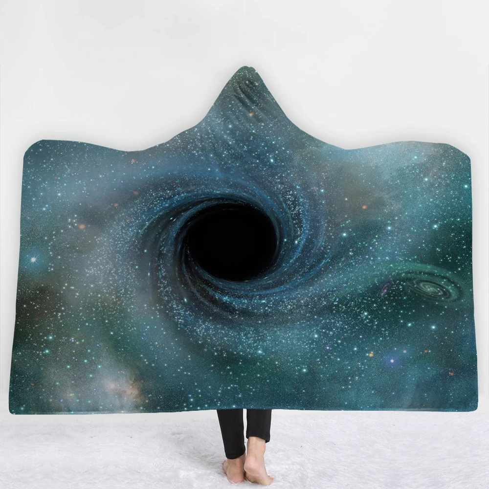 3D принт, черное, с дырами, шерпа, коралловый флис, носимое, с капюшоном, пледы, одеяло, для дома, микрофибра, теплое одеяло для дивана, постельные принадлежности, 150x200 см