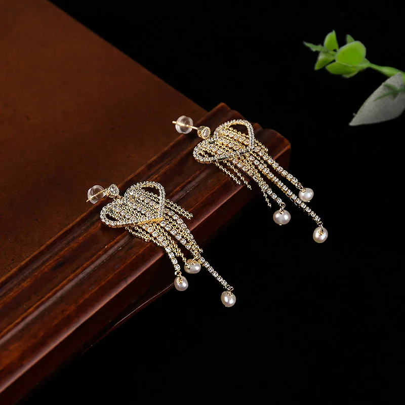 Ручная работа, натуральный пресноводный барочный жемчуг для женщин, длинные висячие серьги с кисточкой, хорошее ювелирное изделие