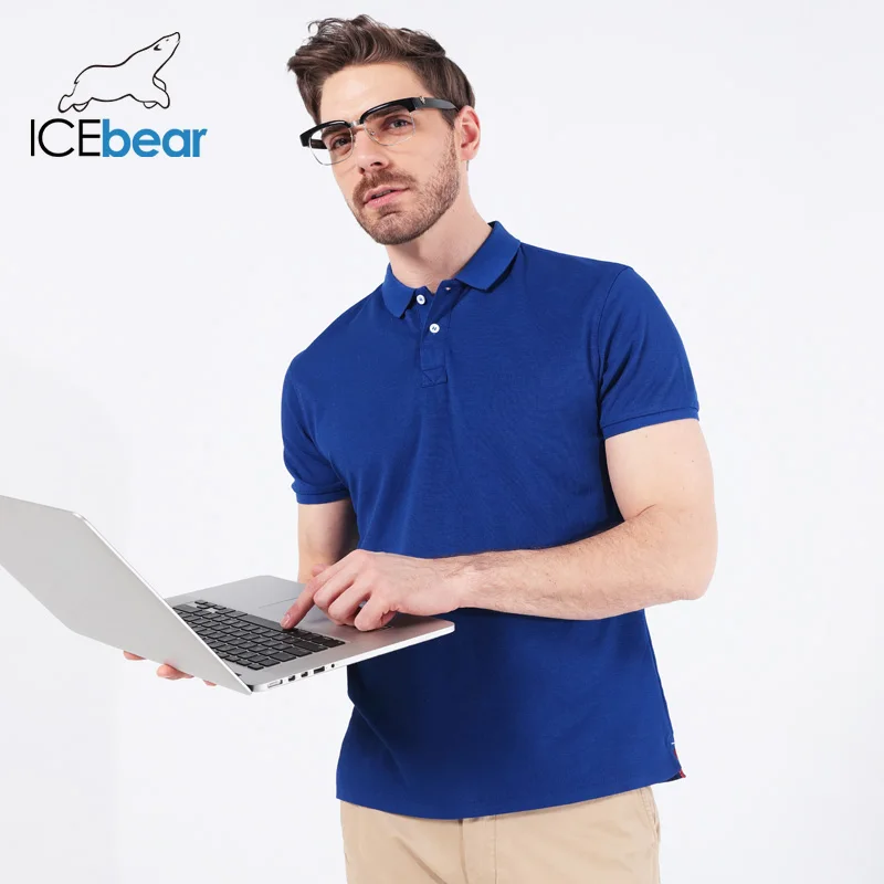 Icebear 2020 лето новая мужская футболка слуб хлопка мода сплошной цвет с коротким