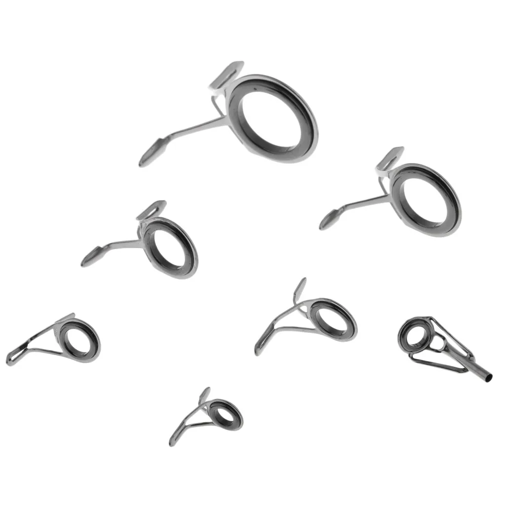 7pcs Double Leg Guides Fishing Rod Eye Ring Tangle Free DIY Rod Building Pole Rod Repair Kit