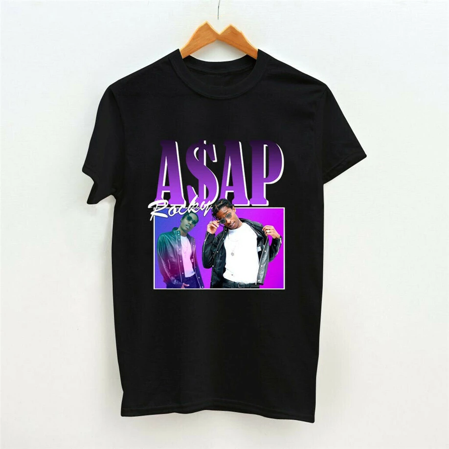 Asap Rocky Tshirt Hip Hop Rapper Unisex Adult Clothing T-Shirt S-3Xl Black Tops New Funny Tee Shirt | Мужская одежда