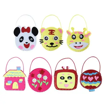 

5Pcs Kids DIY Cartoon Non-woven Fabric Handbag Handmade Crafts Educational Toy DIY Crafts, Cartoon Pattern, Durable, Toy