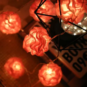 

Fairy White Pink Wrapped Lace Ball Battery String Lights 6M Led Decor For Christmas Street Garland New Year Wedding gerlyanda